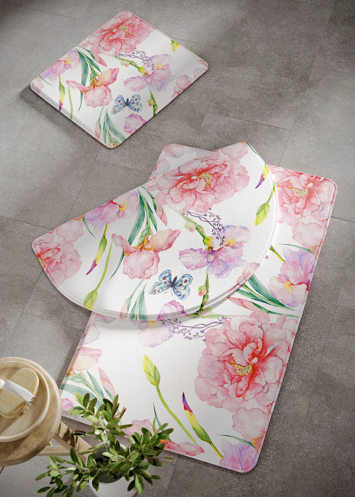 Covoraș de baie cu spumă memory • roz floral • magazin bonprix