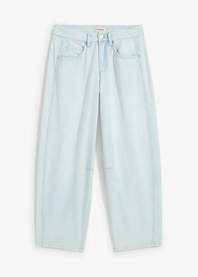 Blugi model balon Mid Waist cropped din material super moale