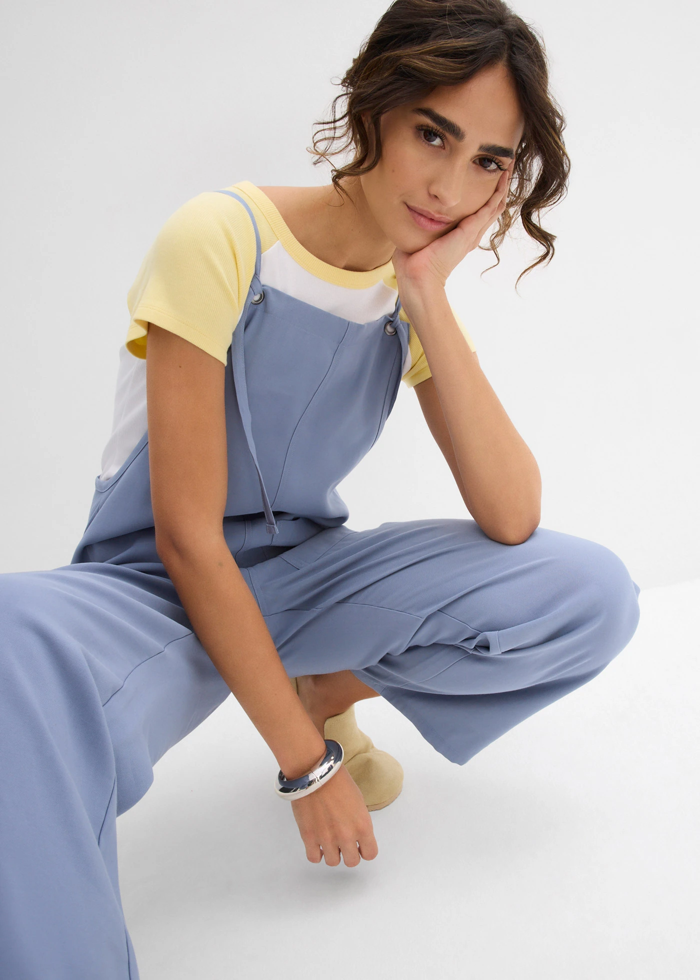 Overal z měkké viskózy • kouřově modrá • bonprix obchod