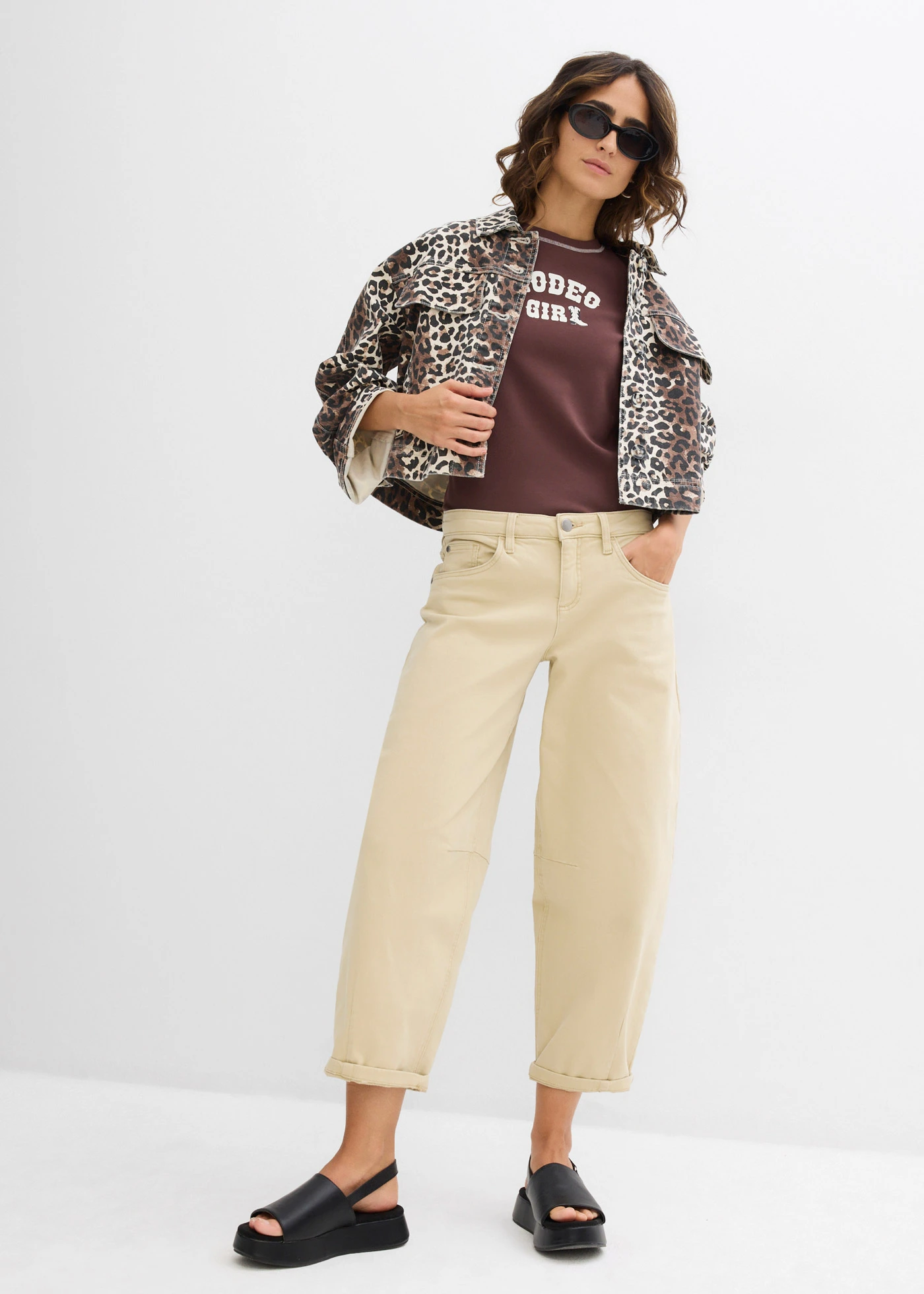 T-shirt van biologisch katoen • terrabruin-wolwit met print • bonprix online shop