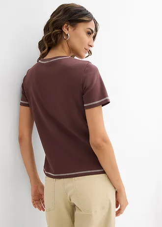 T-shirt van biologisch katoen • terrabruin-wolwit met print • bonprix online shop