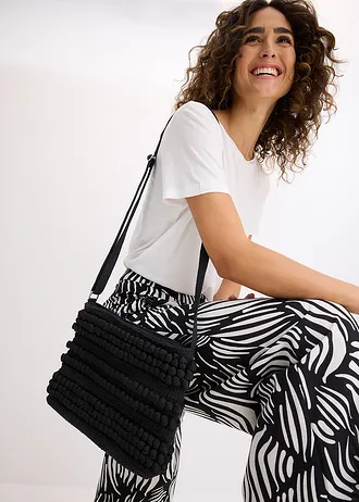 Stoffen schoudertas • zwart • bonprix online shop