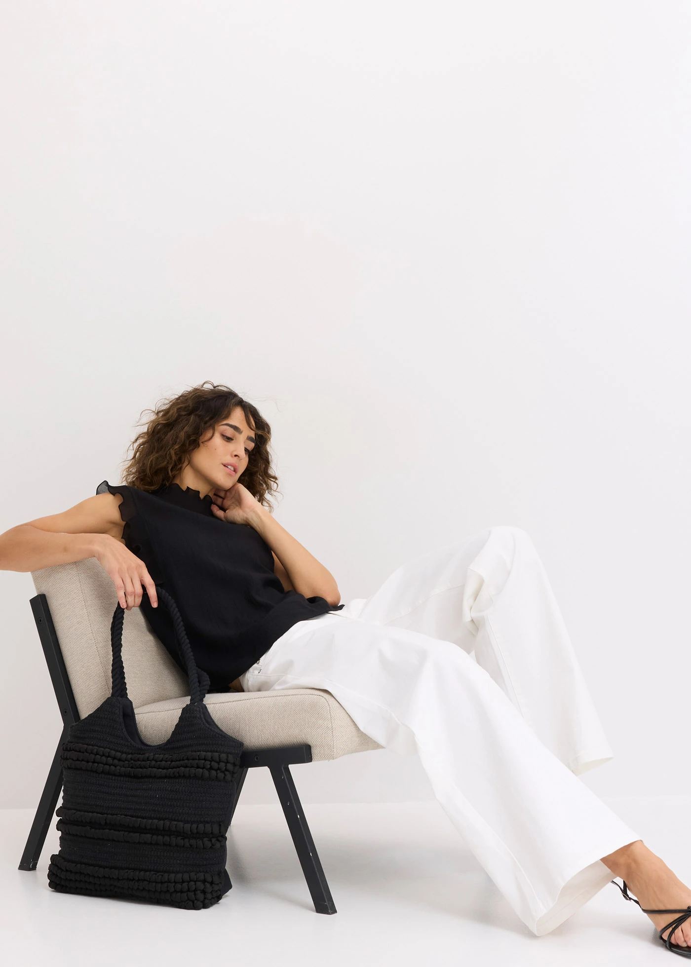 Cabas texturé en coton • noir • Boutique bonprix