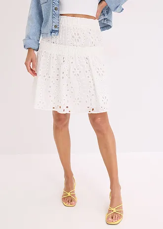 Minisukně s dírkovanou výšivkou • přírodní bílá • bonprix obchod