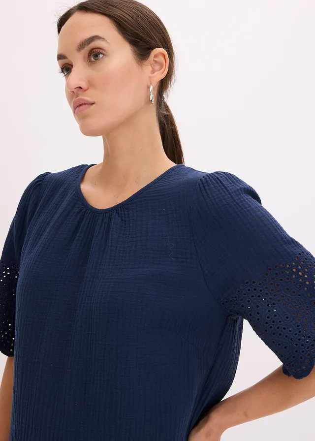 Robe en gaze de coton à broderies anglaises • bleu foncé • product-page.page-title-suffix