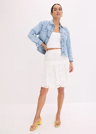 Minisukně s dírkovanou výšivkou • přírodní bílá • bonprix obchod