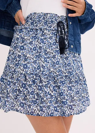 Boho minisukně z lehké bavlny • modrá s květy • bonprix obchod