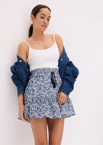 Mini sukňa z ľahkej bavlny • modrá kvetovaná • obchod bonprix