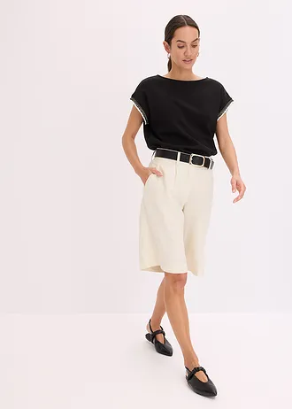 Bluză tricot cu elemente decorative din bumbac 100% • negru • magazin bonprix