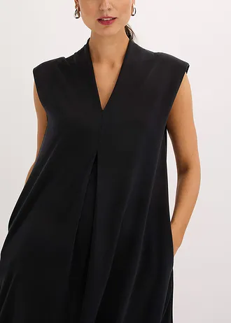 Robe en jersey viscose avec épaulettes • noir • Boutique bonprix