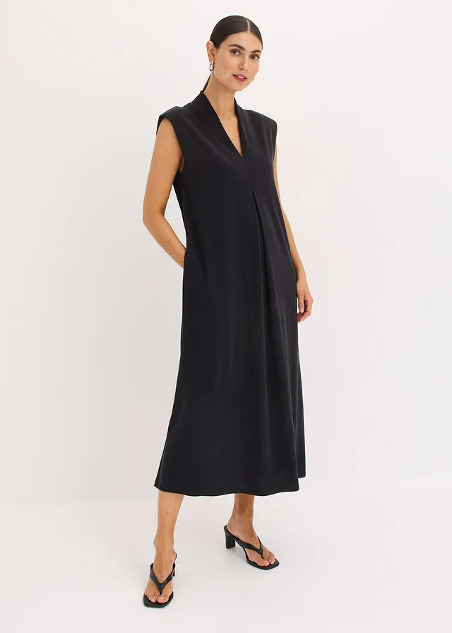 Robe en jersey viscose avec épaulettes • noir • product-page.page-title-suffix