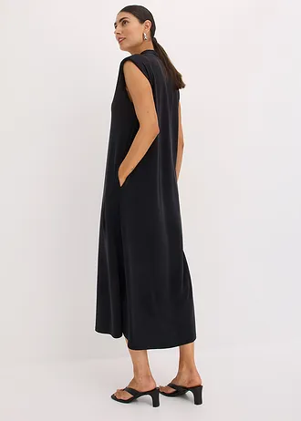 Jersey jurk van een viscosemix met schoudervullingen • zwart • bonprix online shop