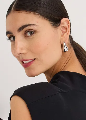 Robe en jersey viscose avec épaulettes • noir • Boutique bonprix