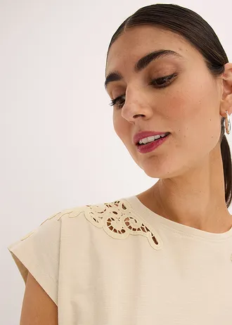 Shirt met gehaakt detail • lichtsand • bonprix online shop