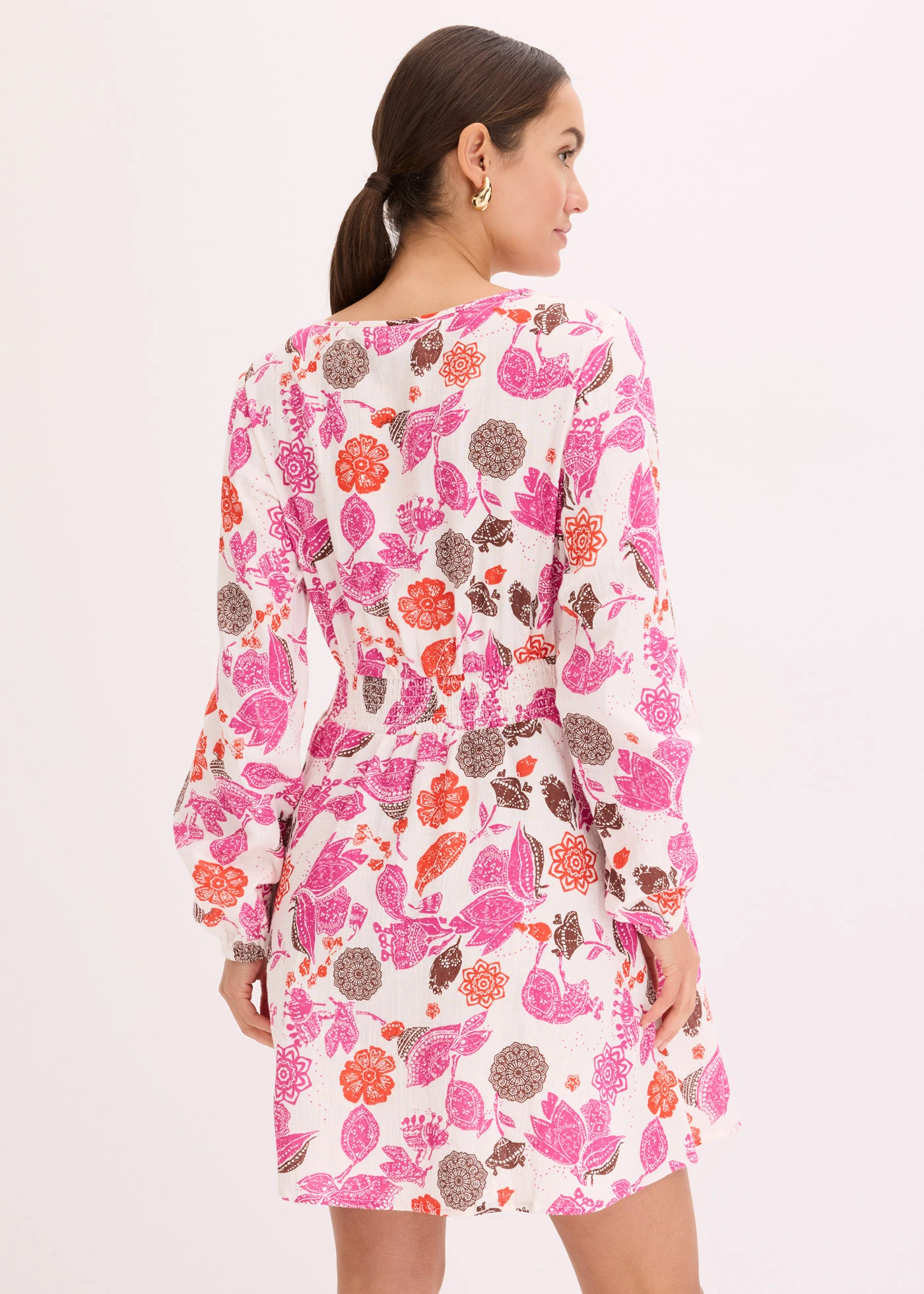 Sukienka mini z muślinu • biel wełny w kwiaty • sklep bonprix