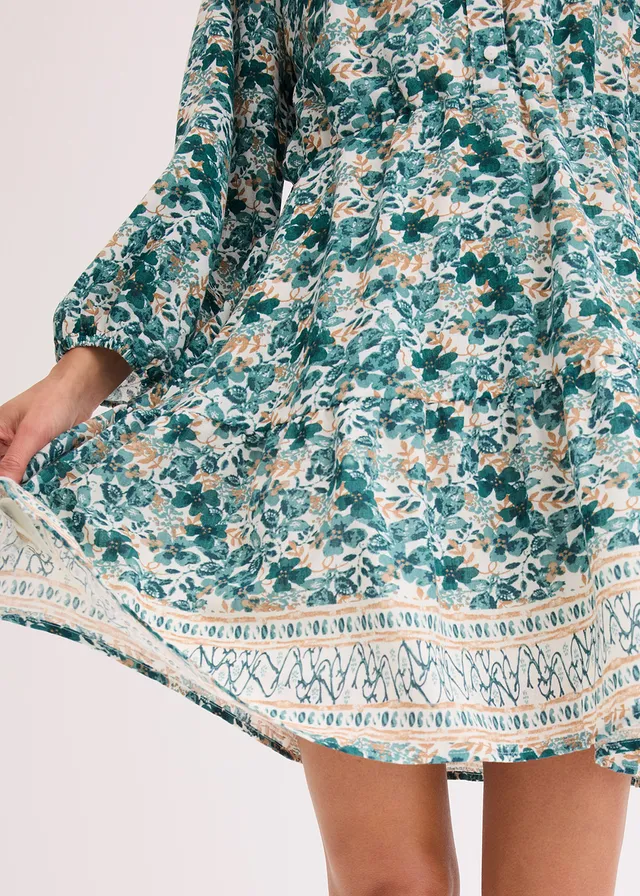 Robe effet lin • écru/vert poivre imprimé • product-page.page-title-suffix