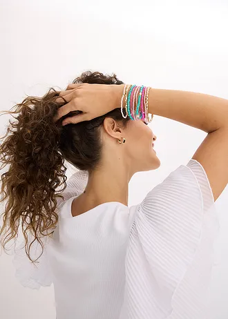 Armband (set van 10) • pacifisch groen/fuchsia/kristalroze/goudkleurig • bonprix online shop