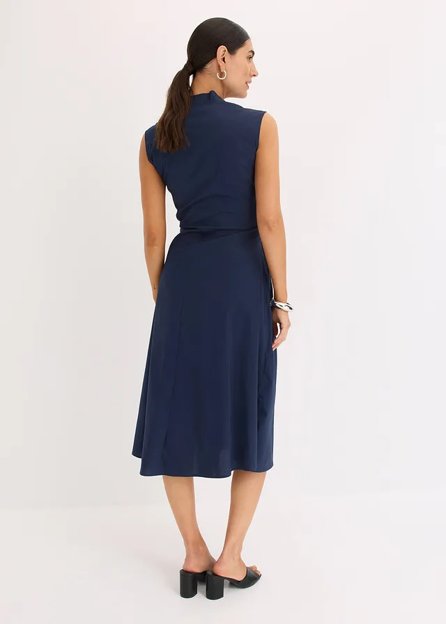 Robe à détail noué, Couleur: bleu foncé