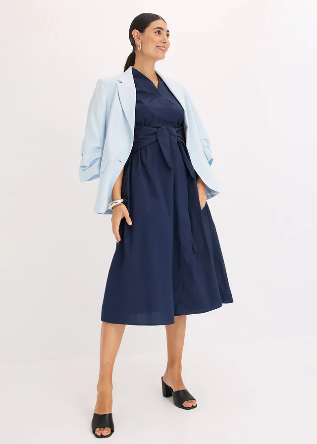 Robe à détail noué, Couleur: bleu foncé