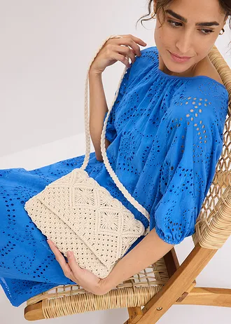 Geantă de umăr din macrame • bej natur • magazin bonprix