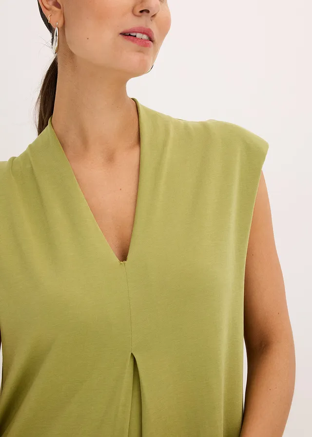 Robe en jersey viscose avec épaulettes • olive doré • product-page.page-title-suffix