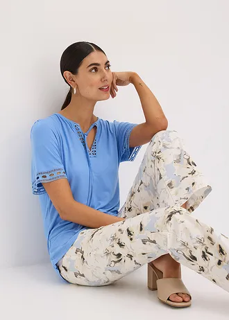 Tunika T-shirtowa z koronkową tasiemką • niebieski • sklep bonprix