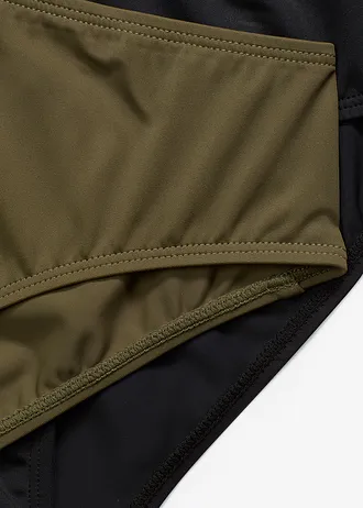 Slip bikini (set/2 buc.) • oliv închis/negru • magazin bonprix