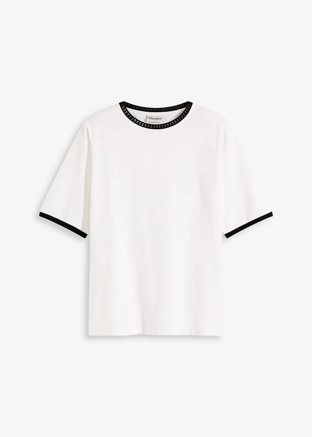T-shirt à liserés en dentelle