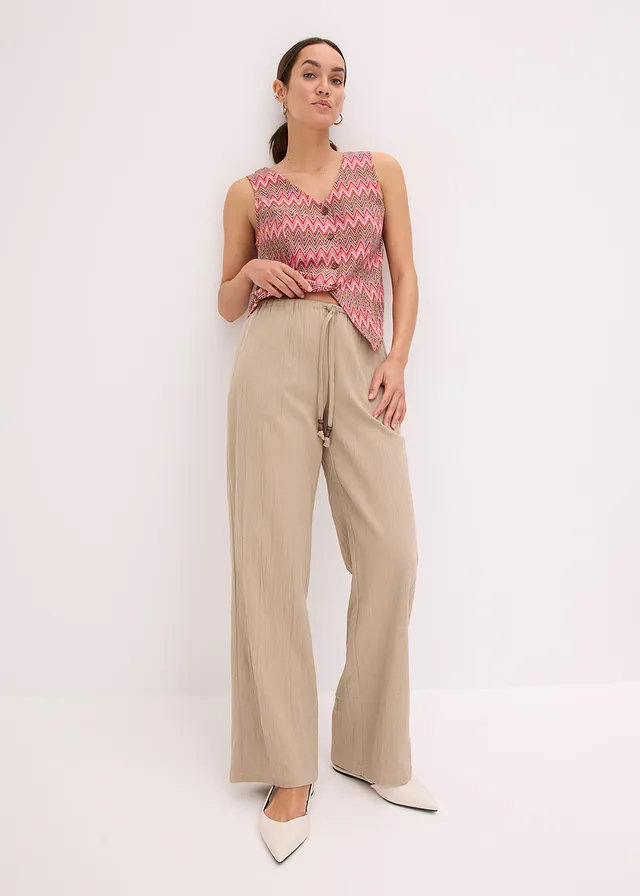 Pantalon large, effet froissé • beige • product-page.page-title-suffix