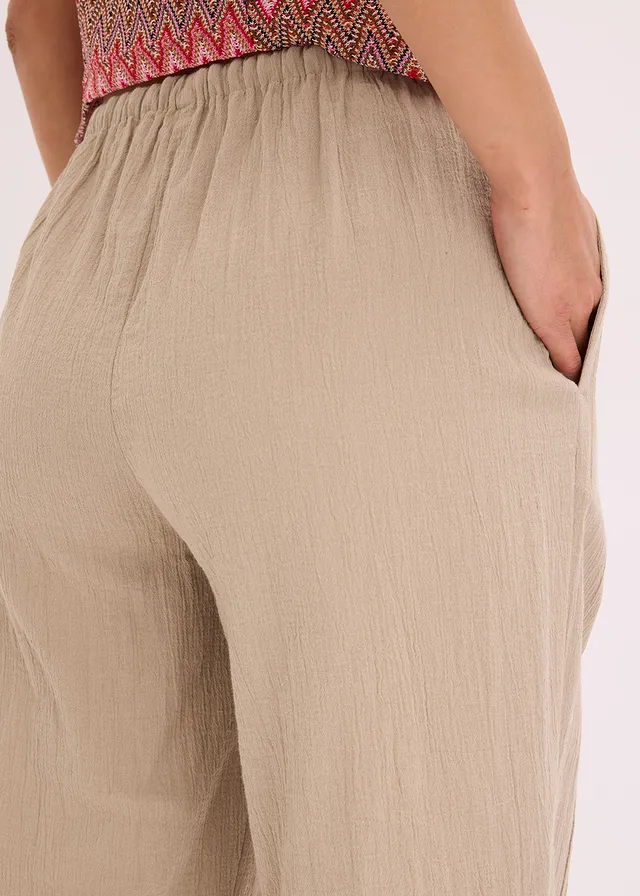 Pantalon large, effet froissé • beige • product-page.page-title-suffix