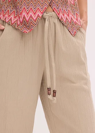 Pantalon large, effet froissé • beige • Boutique bonprix