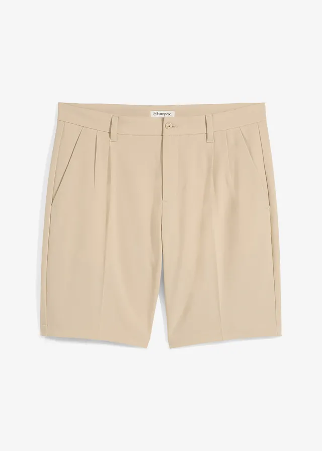 Chino bermuda met bandplooien, regular fit