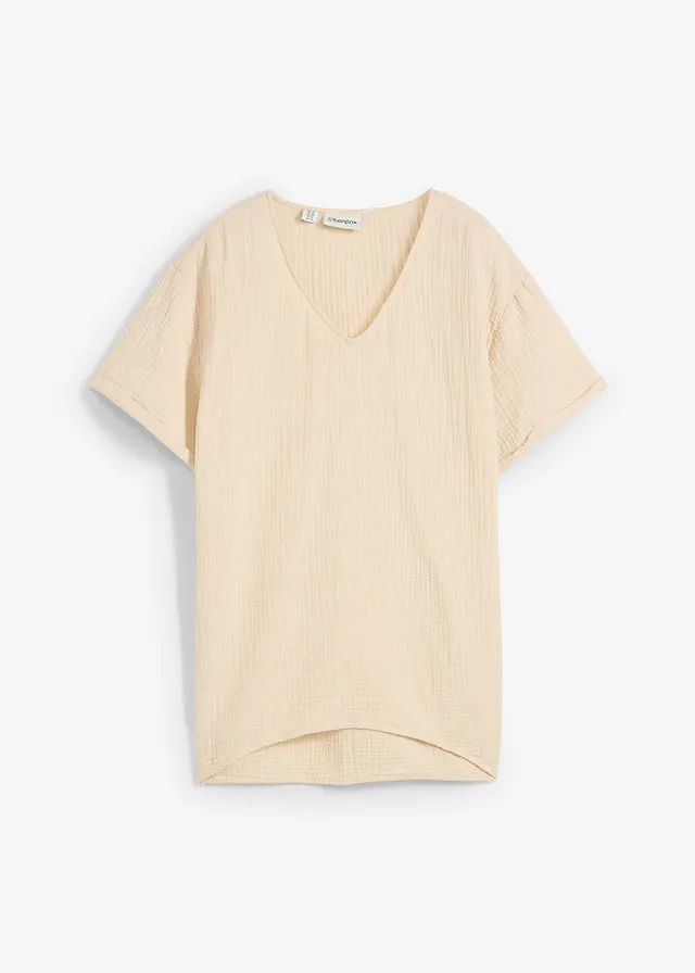 Shirt tuniek van zachte mousseline, Kleur: lichtsand