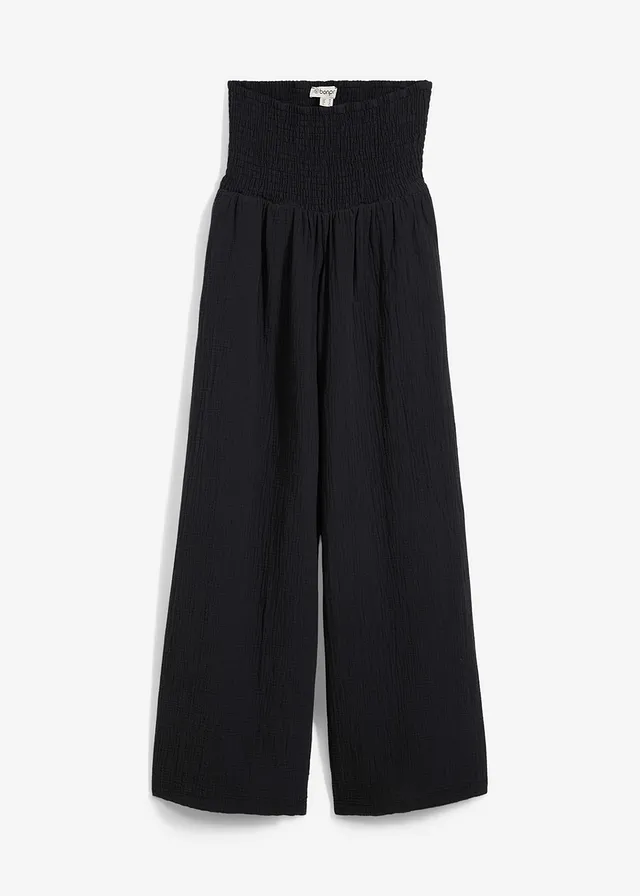 Pantalon palazzo en gaze de coton