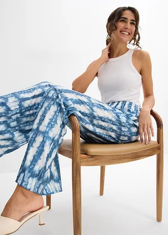 Wijde broek • blauw batik gedessineerd • bonprix online shop