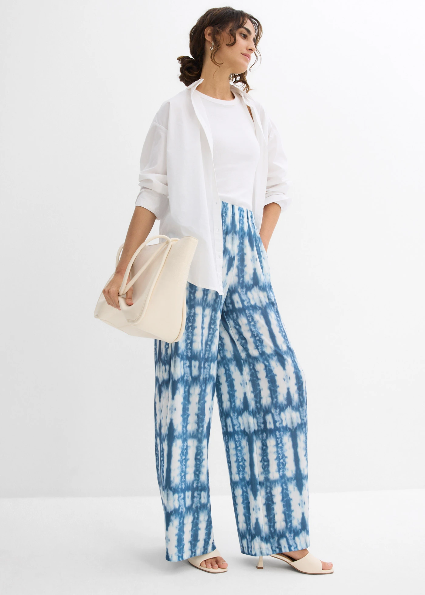 Wijde broek • blauw batik gedessineerd • bonprix online shop