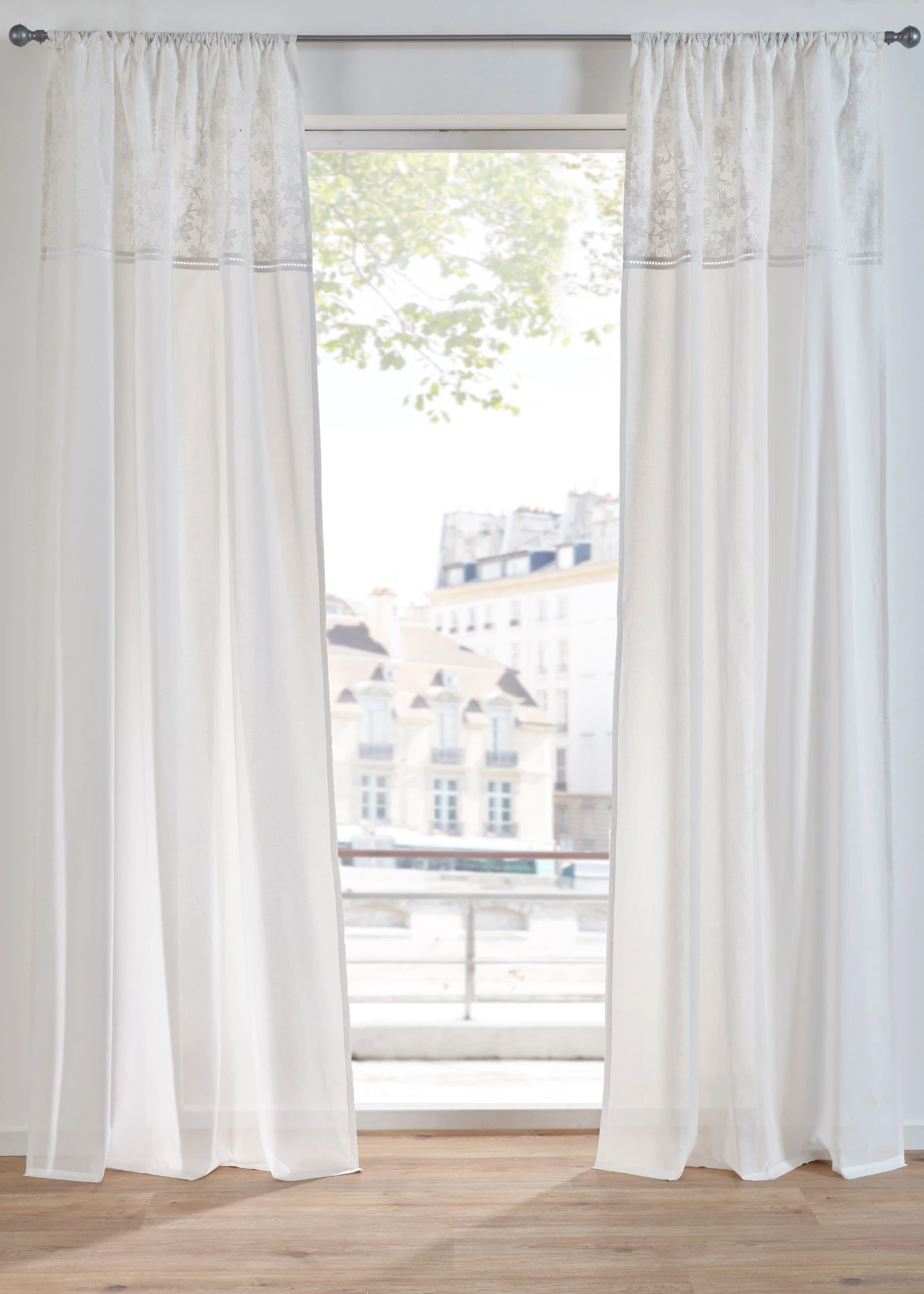 Závěs s vyšívaným okrajem, organická bavlna (1 ks v balení) • bílá • bonprix obchod