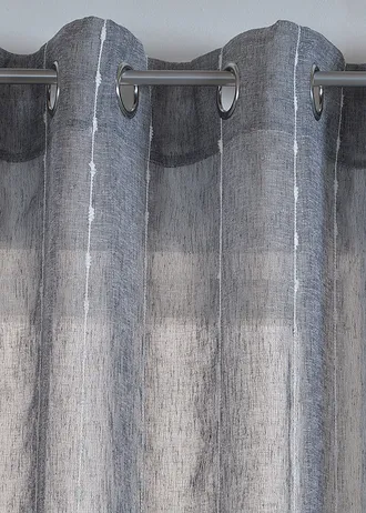 Gordijn met geweven strepen (1 stuk), Kleur: grijs-wit verticaal gestreept