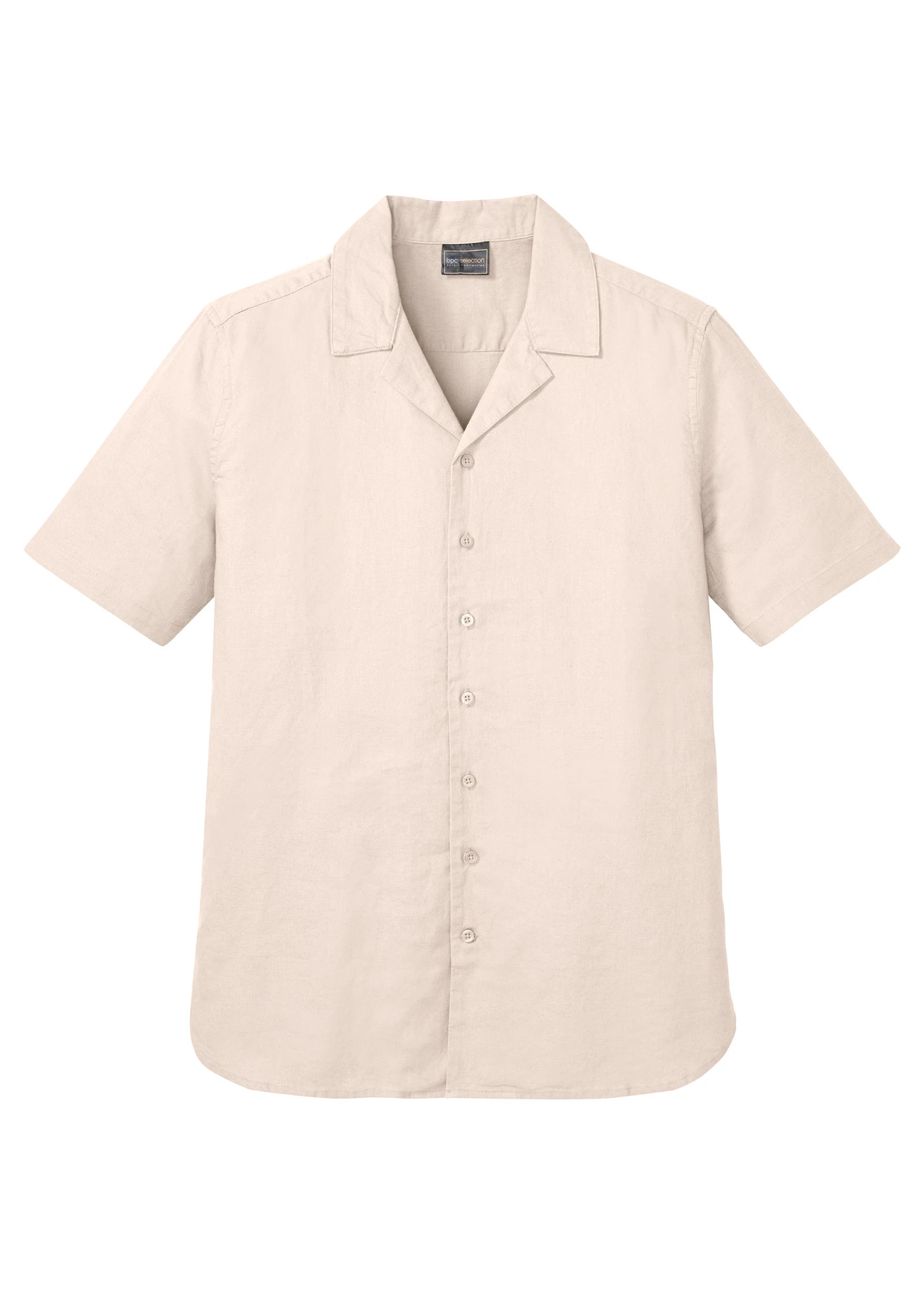 Košile s podílem lnu, krátký rukáv • béžová • bonprix obchod