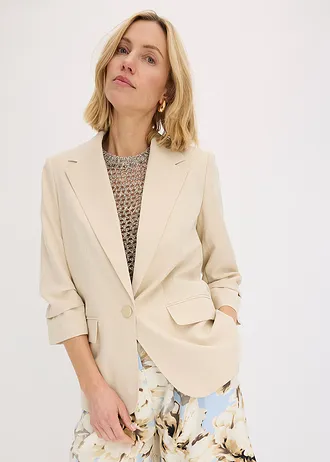 Blazer manches 3/4 ample en viscose, Couleur: sable clair