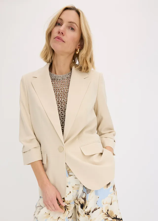 Casual blazer van viscose met 3/4 mouwen