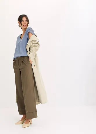 Tričko s háčkovanými vsadkami • kouřově modrá • bonprix obchod