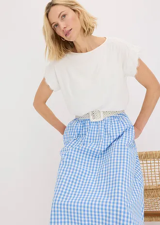 Viskózové tričko s krajkou • přírodní bílá • bonprix obchod