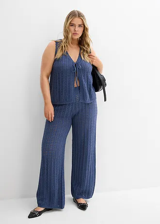 Mouwloos ajour vest, Kleur: indigo