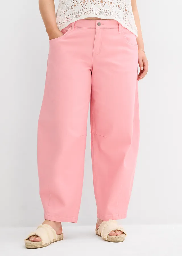 Pantalon en twill de coton extensible, Couleur: rose pâle