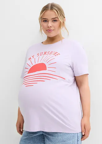 T-shirt de grossesse et d’allaitement en coton, Couleur: mauve clair imprimé
