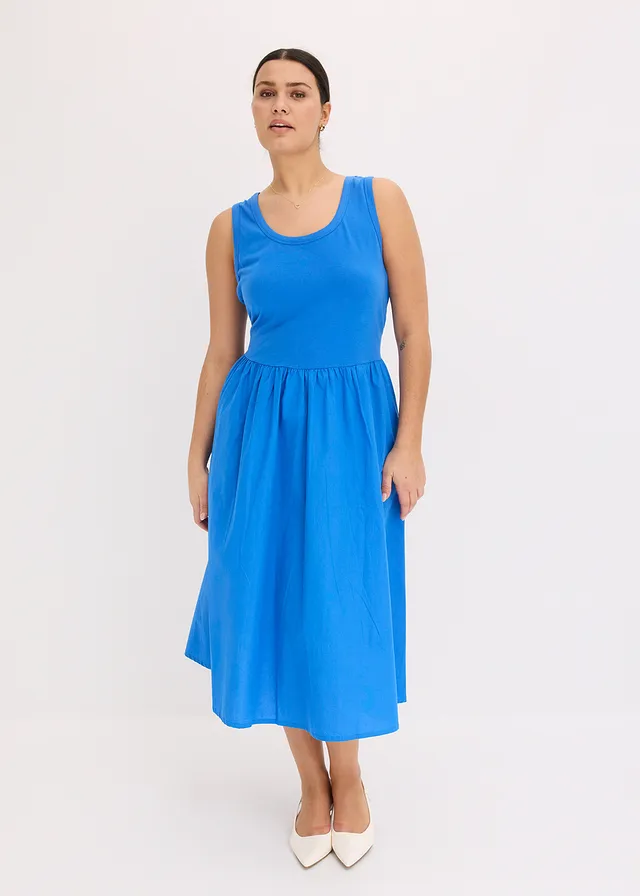 Robe en jersey bi-matière, Couleur: bleu glacier
