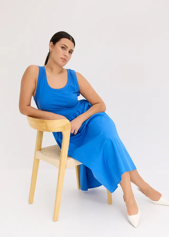 Robe en jersey bi-matière, Couleur: bleu glacier