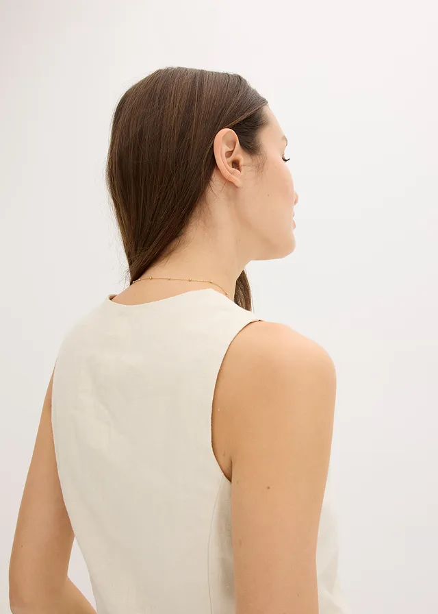 Gilet met strikken, Kleur: ecru