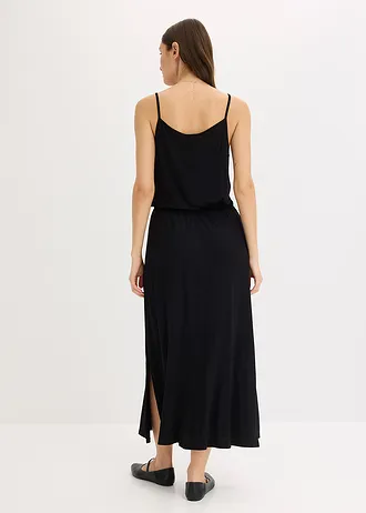 Jersey jurk met kant, Kleur: zwart